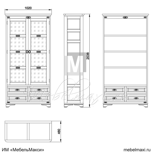 шкаф для книг "марина" эскиз 124