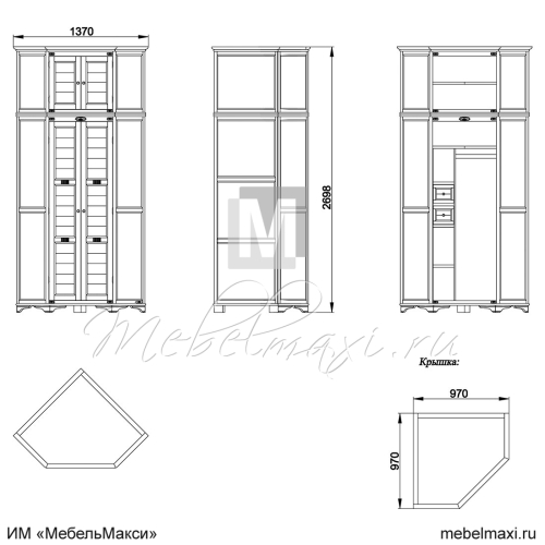 шкаф для одежды угловой "марина" эскиз 75