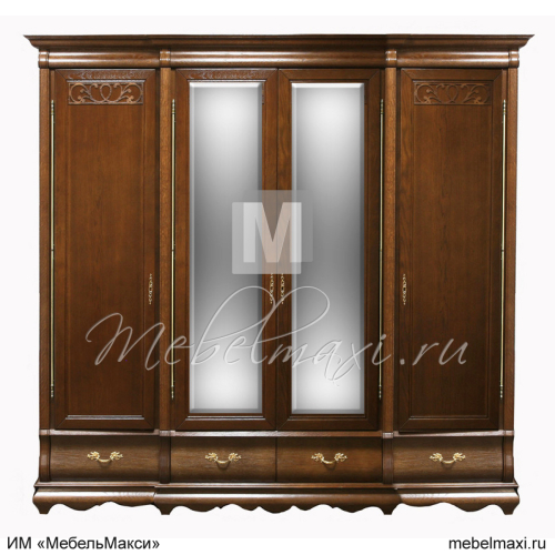 шкаф для одежды "оскар" 4-х дв. с зеркалом