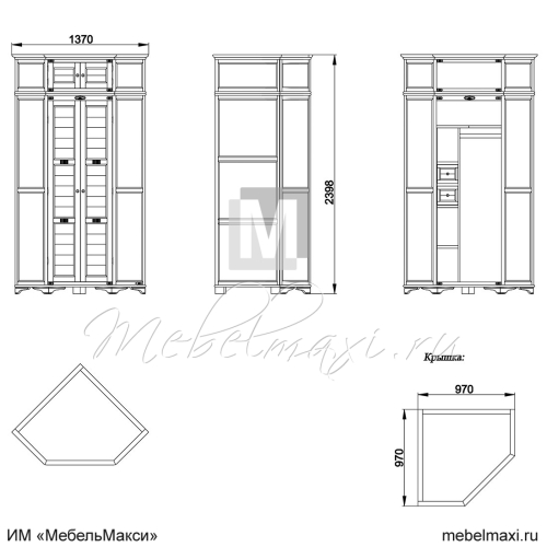 шкаф для одежды угловой "марина" скм-001-16а
