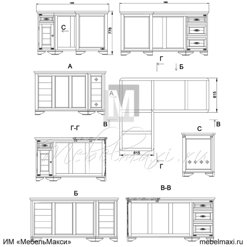 стол письменный угловой "марина" эскиз 137