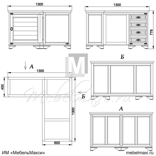 стол письменный угловой "марина" эскиз 141