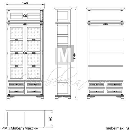 шкаф для книг "марина" скм-001-42а