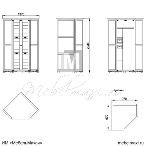 шкаф для одежды угловой "марина" скм-001-16