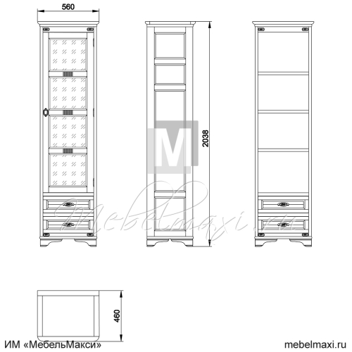 шкаф для книг "марина" эскиз 115