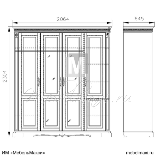 шкаф для одежды 4д "милана классик" п4.0265.1.02