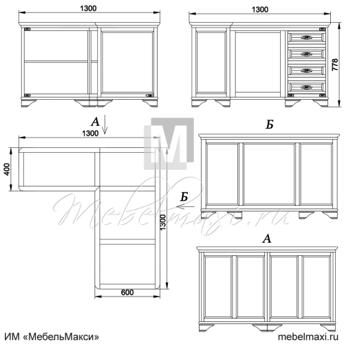 стол письменный угловой "марина" эскиз 139