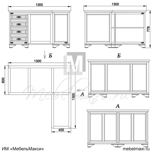 стол письменный угловой "марина" эскиз 138