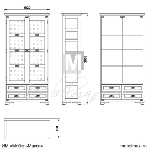 шкаф для книг "марина" эскиз 125
