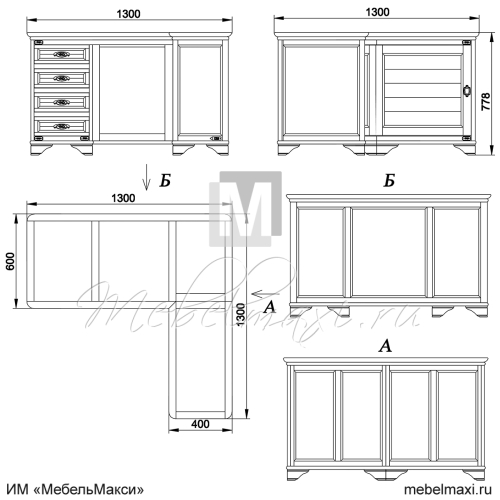 стол письменный угловой "марина" эскиз 140