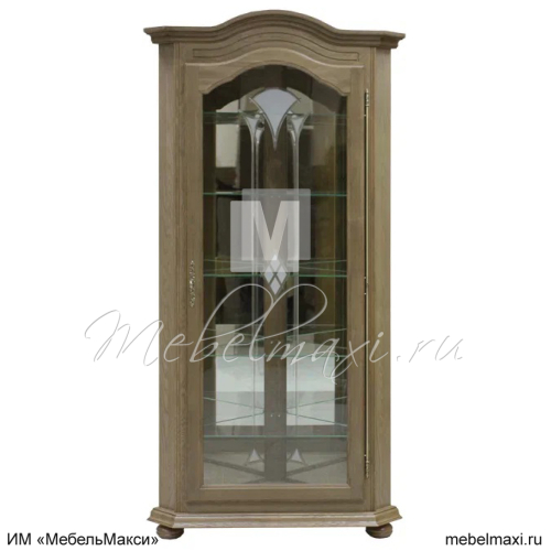 шкаф с витриной угловой "давиль" (стекло декор.)
