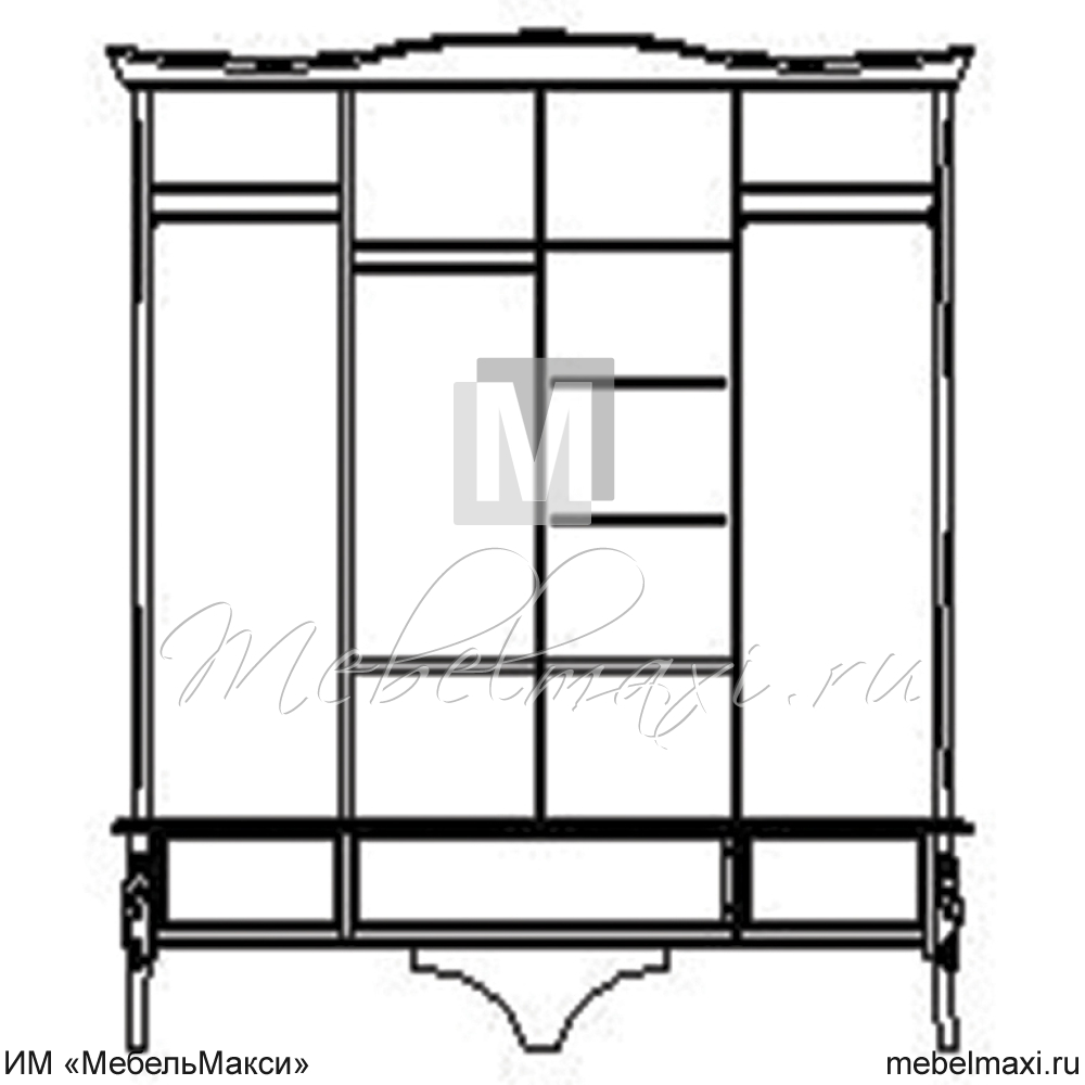 шкаф для одежды "трио" 4-х дв. с зеркалом