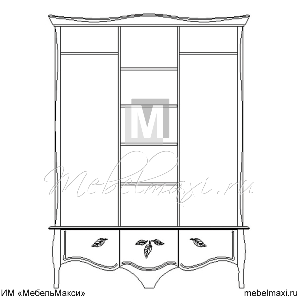 шкаф для одежды "трио" 3-х дв. с зеркалом