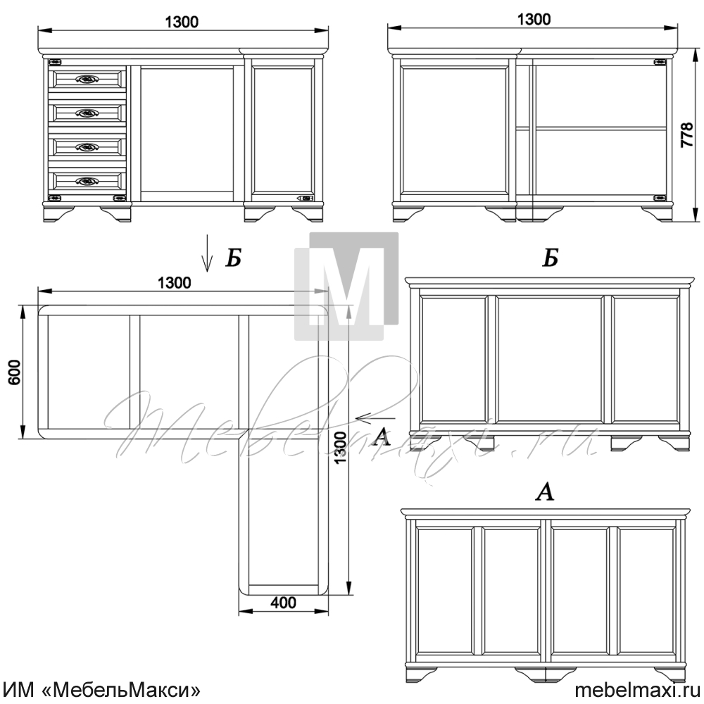 стол письменный угловой "марина" эскиз 138