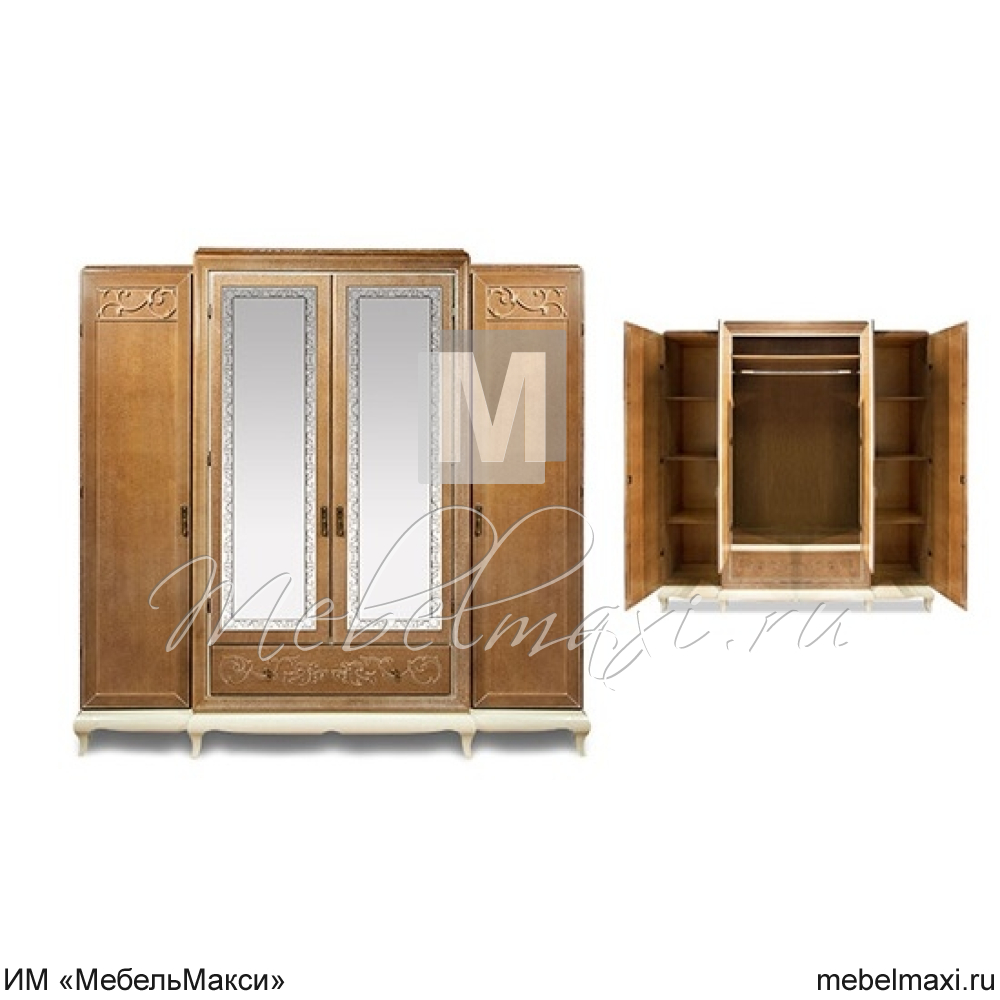 шкаф для одежды "соната" 4-х дв. с зеркалом