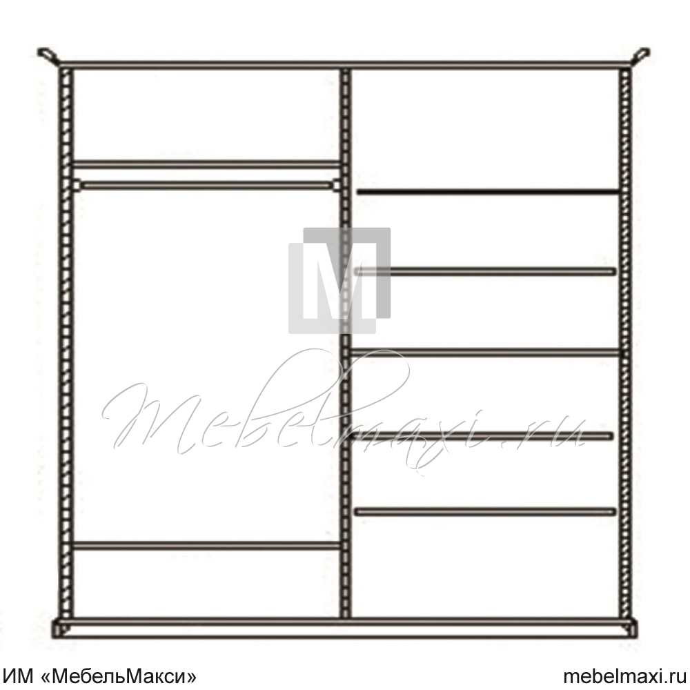 шкаф-купе 1 для одежды "соната" 2-х дв.
