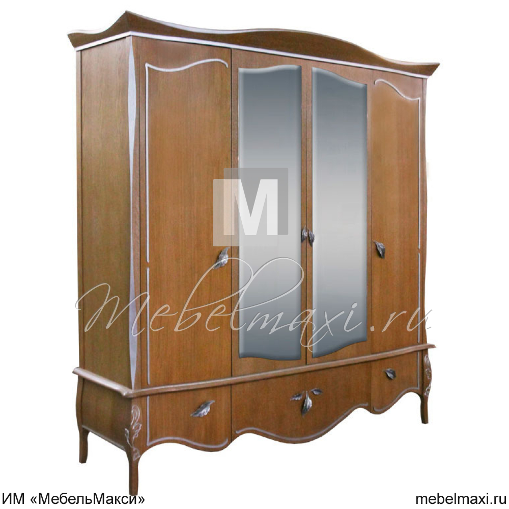 шкаф для одежды "трио" 4-х дв. с зеркалом