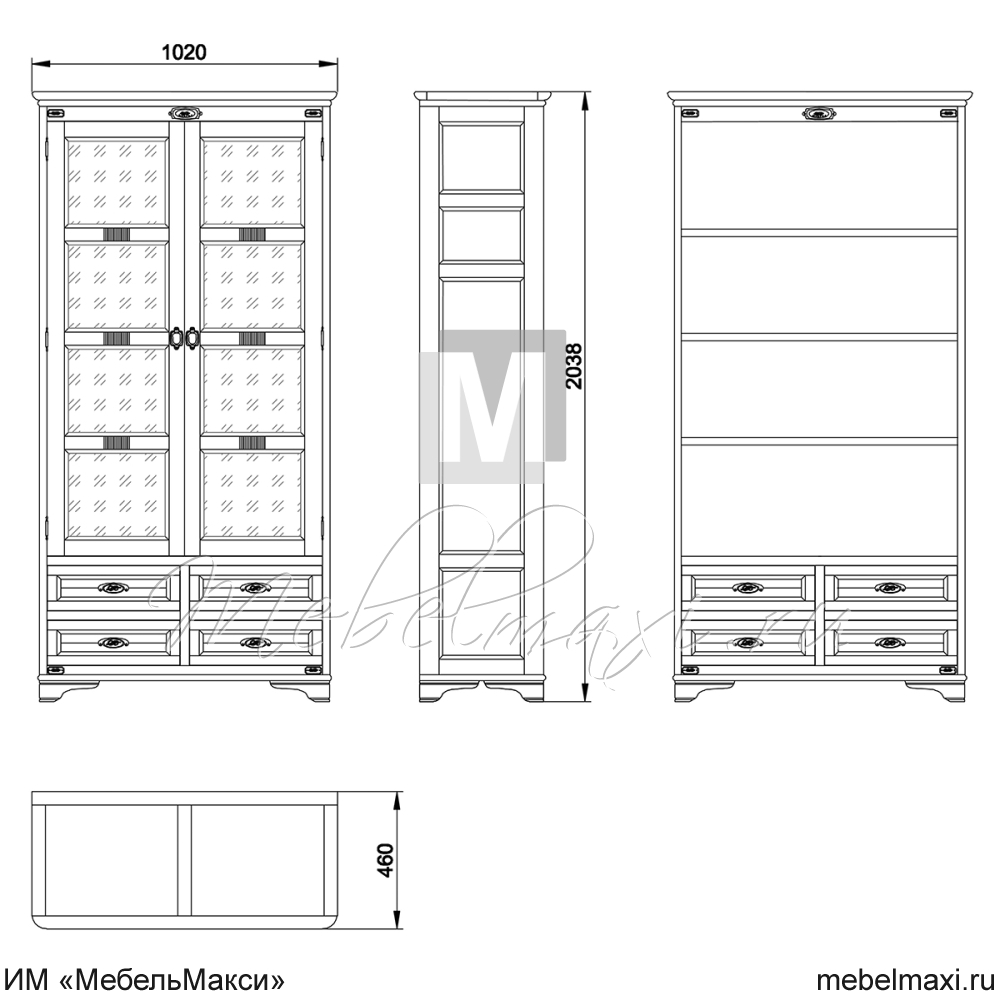 шкаф для книг "марина" эскиз 124