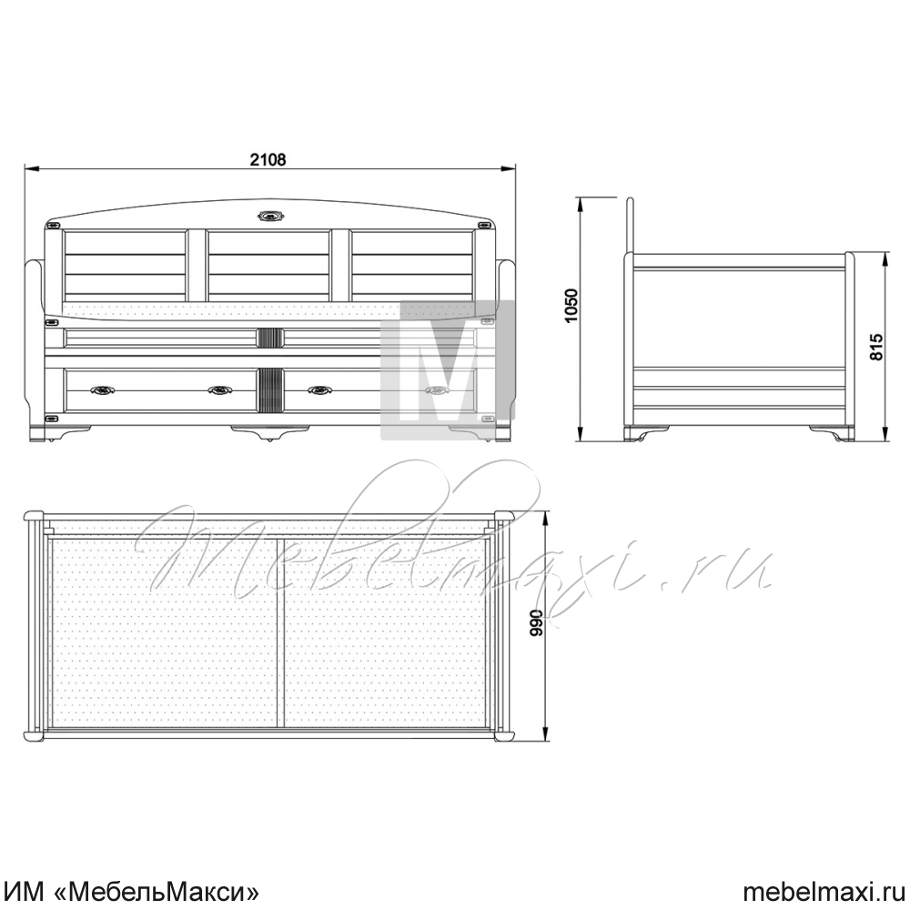 тахта два спальных места "марина" эскиз 83