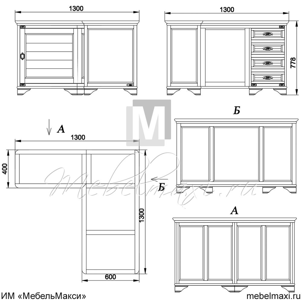 стол письменный угловой "марина" эскиз 141