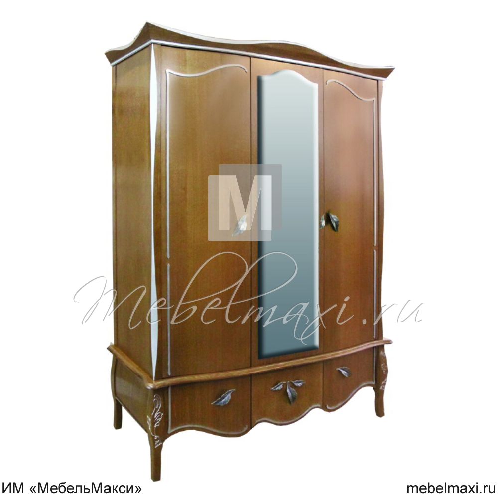 шкаф для одежды "трио" 3-х дв. с зеркалом