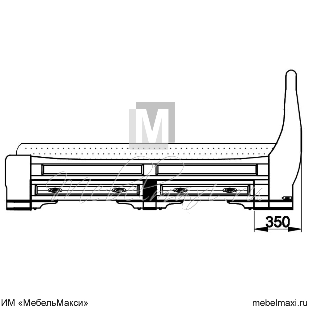 кровать "марина" 200 н (4 разных ящика) эскиз 37