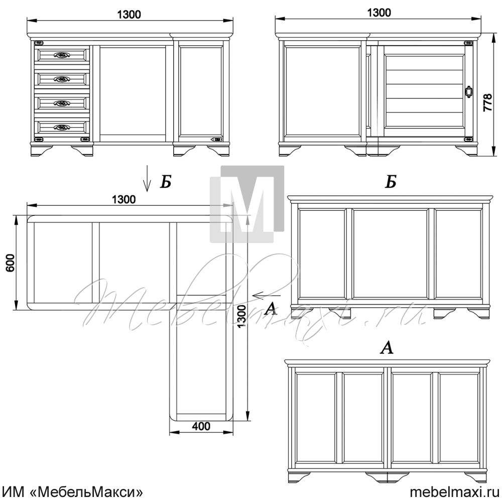 стол письменный угловой "марина" эскиз 140