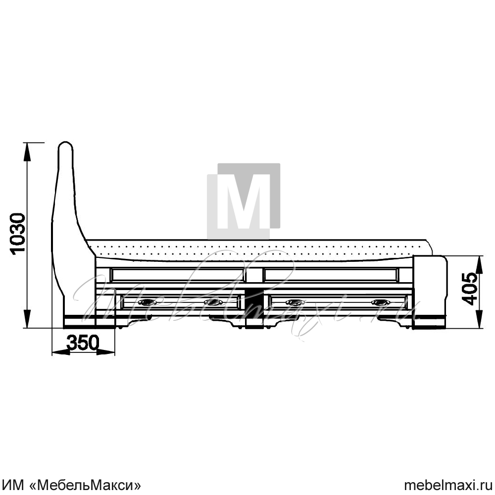 кровать "марина" 120 н (4 разных ящика) эскиз 37
