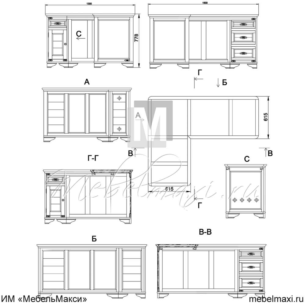 стол письменный угловой "марина" эскиз 137