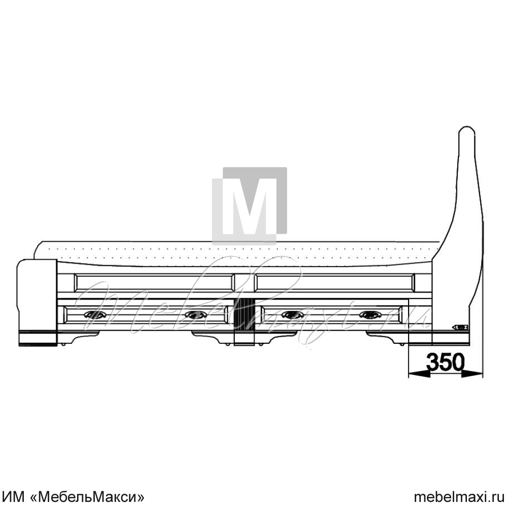 кровать "марина" 120 н (2 разных ящика справа) эскиз 36