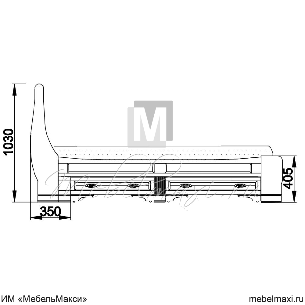 кровать "марина" 140 н (2 разных ящика слева) эскиз 35